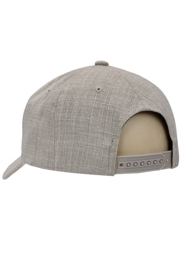 Jute Fabric Six Panel Snap Back Baseball Cap