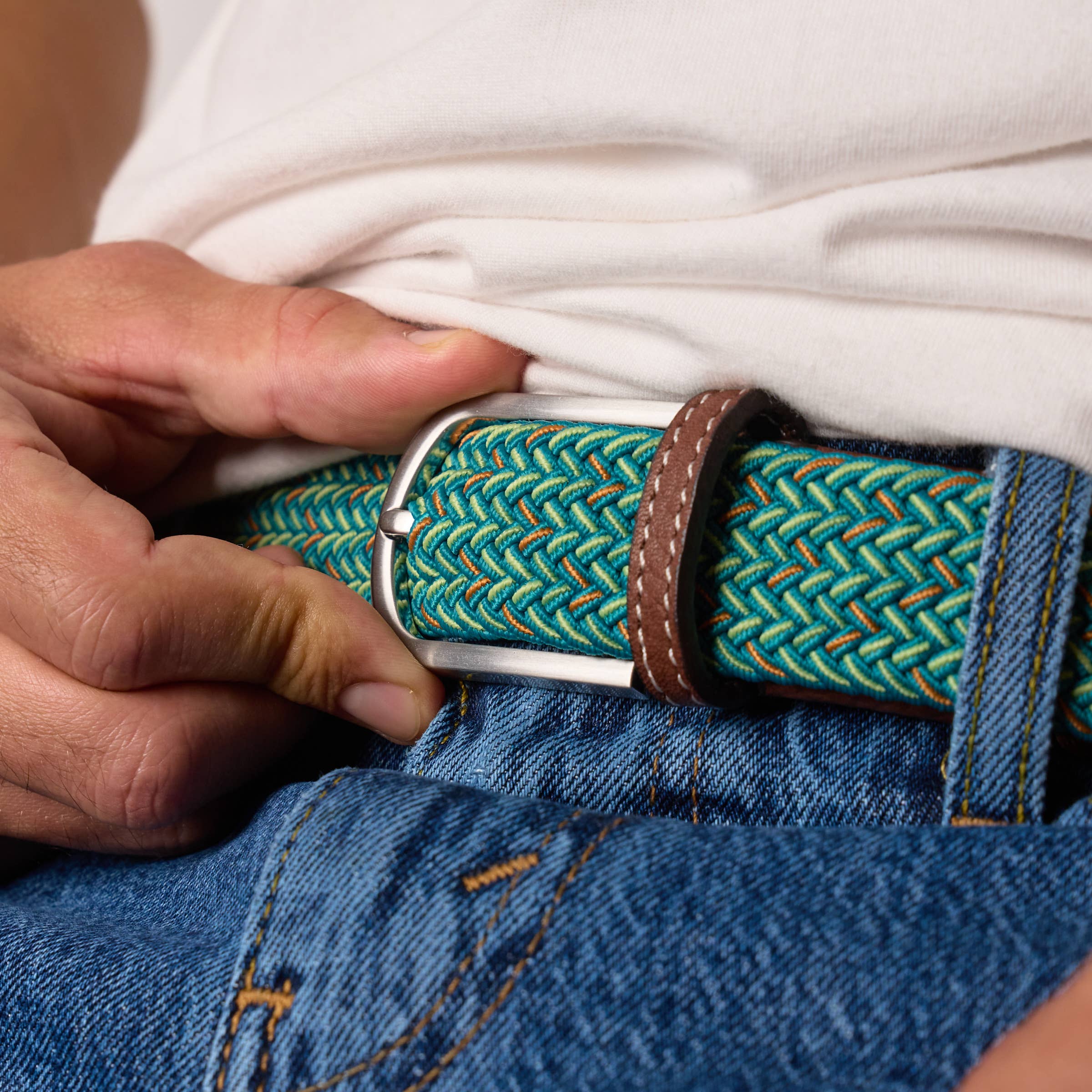 Multicolored elastic braided belt - Melbourne