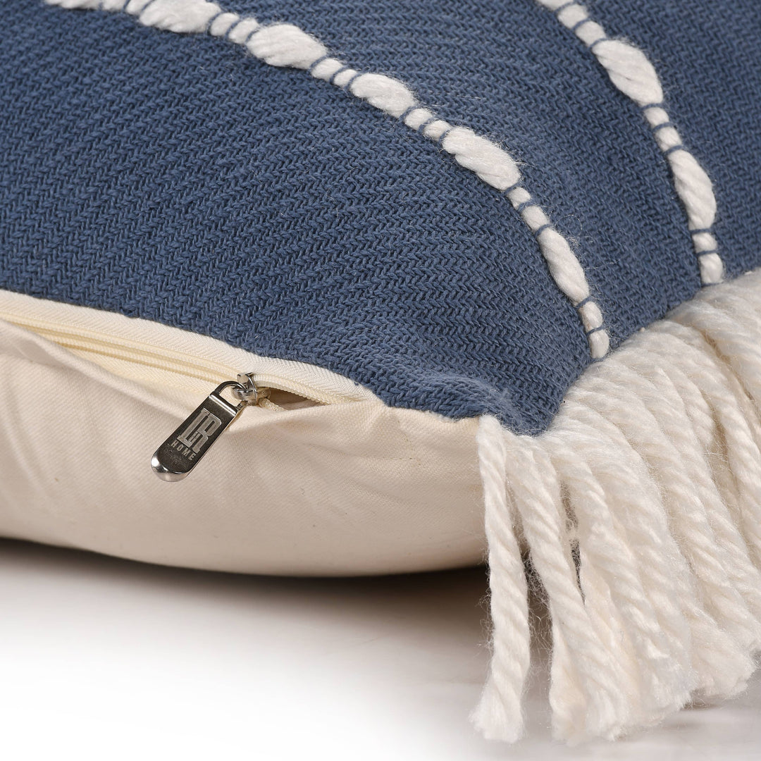 Dana Striped Cotton Blend Throw Pillow, 20" x 20" Navy/Ivory