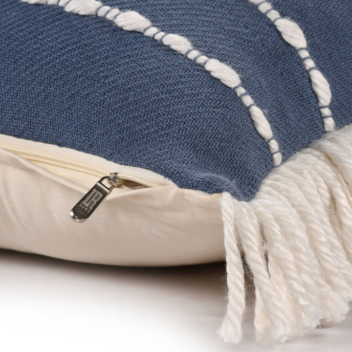 Dana Striped Cotton Blend Throw Pillow, 20" x 20" Navy/Ivory