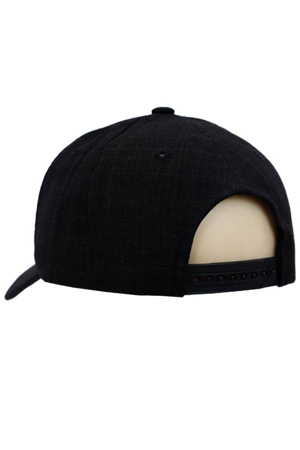 Jute Fabric Six Panel Snap Back Baseball Cap