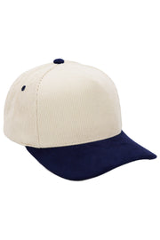 Premium Corduroy Beige Upper Baseball Cap: BEIGE/NAVY BLUE / ONE SIZE