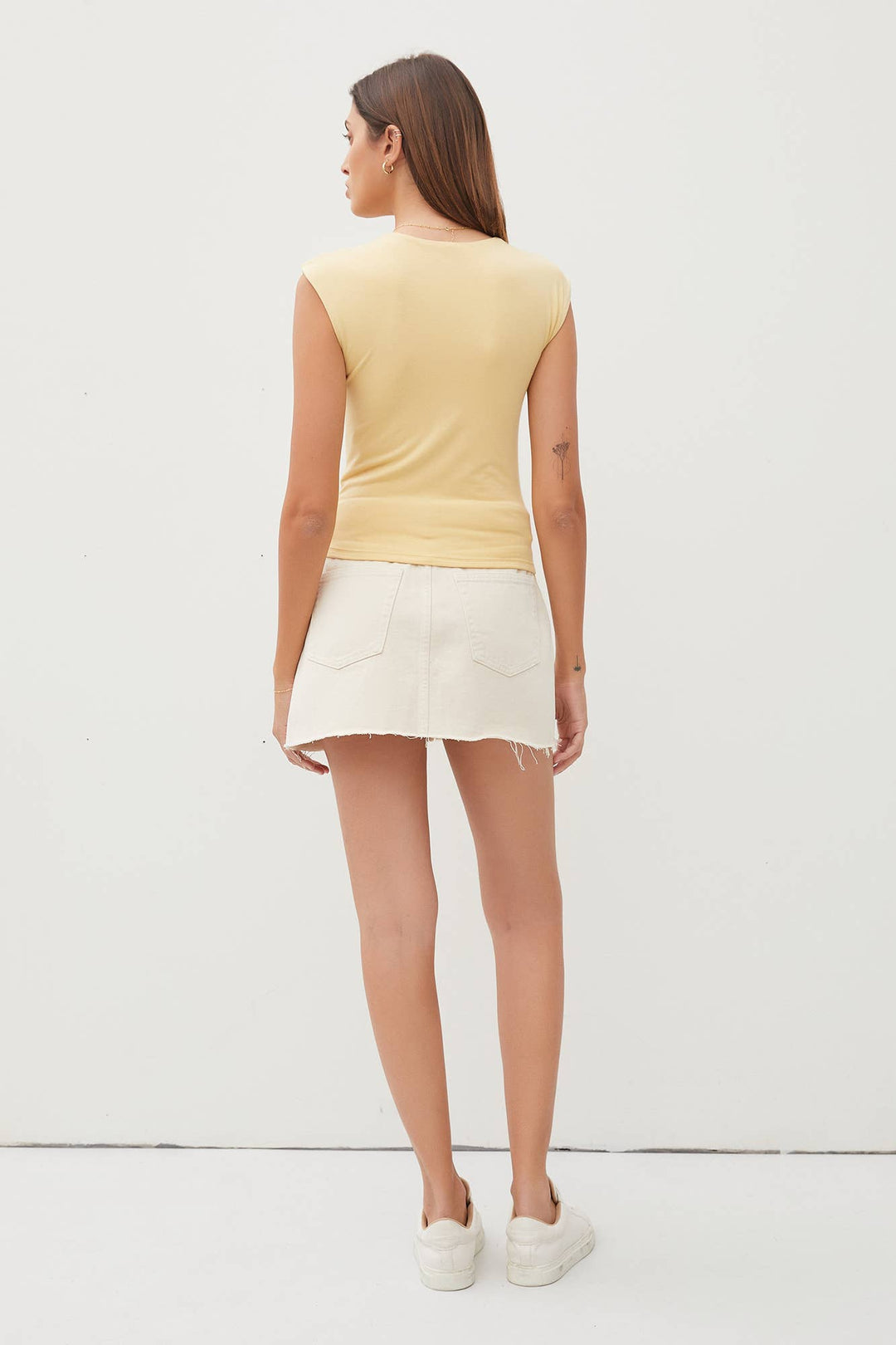 BASIC CAP SLEEVE KNIT TOP: Large / Mocha