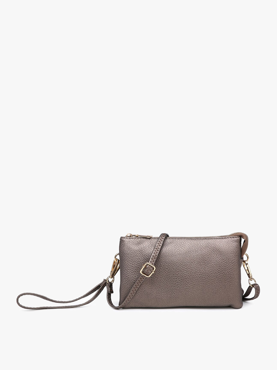M013 Riley Monogrammable 3 Compartment Crossbody/Wristlet: Dark Rose