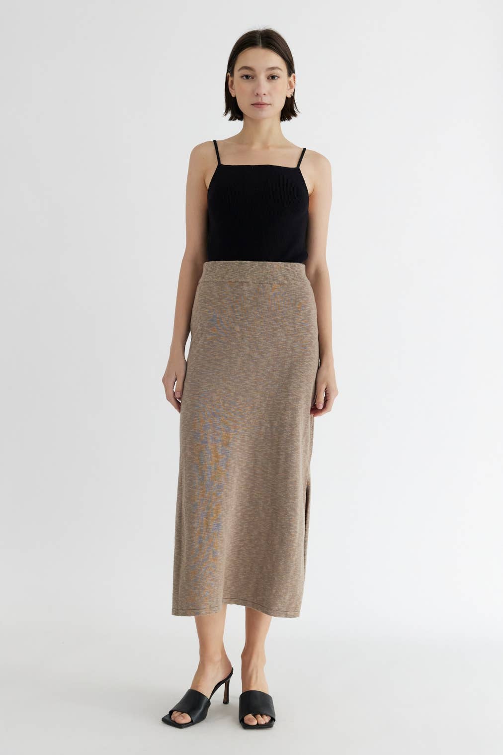 The Rosey Skirt | Midi Skirt with Side Slit: BLACK / LARGE