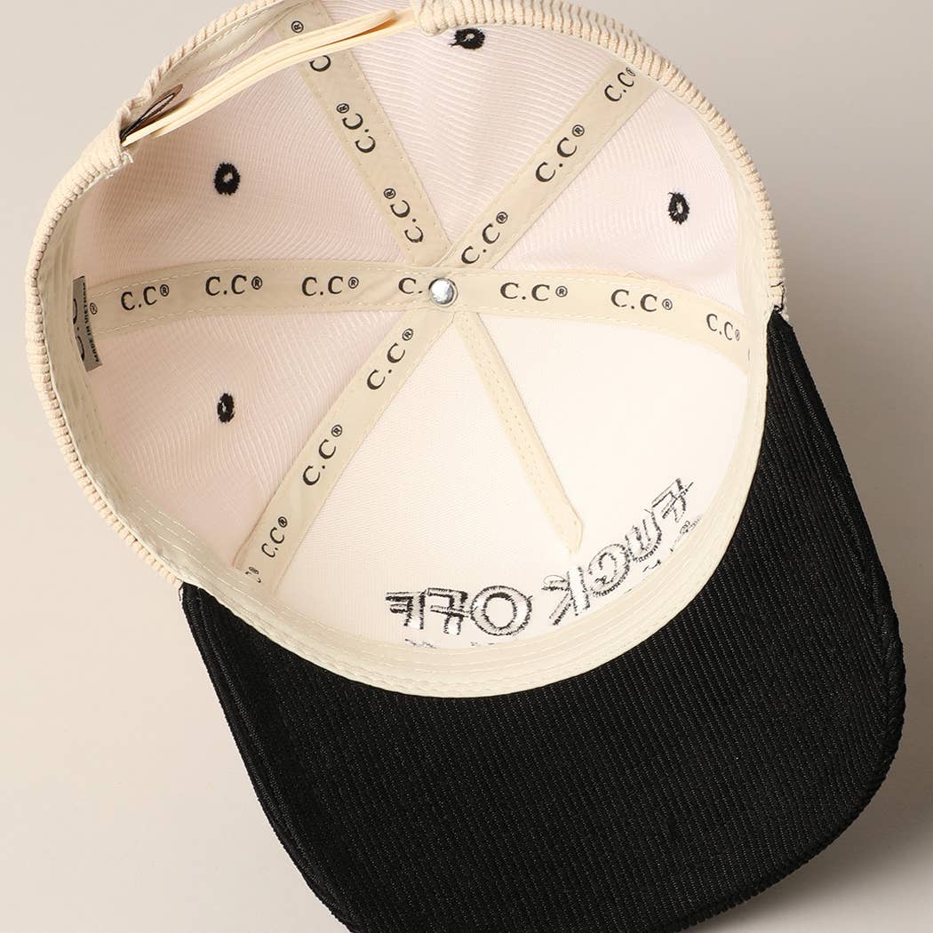 Fuck Off Disrespectfully Corduroy Trucker Baseball Cap