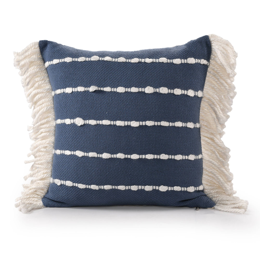 Dana Striped Cotton Blend Throw Pillow, 20" x 20" Navy/Ivory