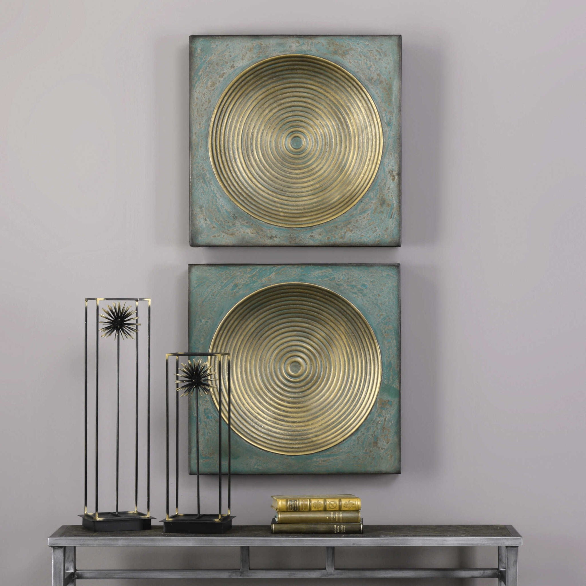 Sybil - Squares (Set of 2) - Antique Gold