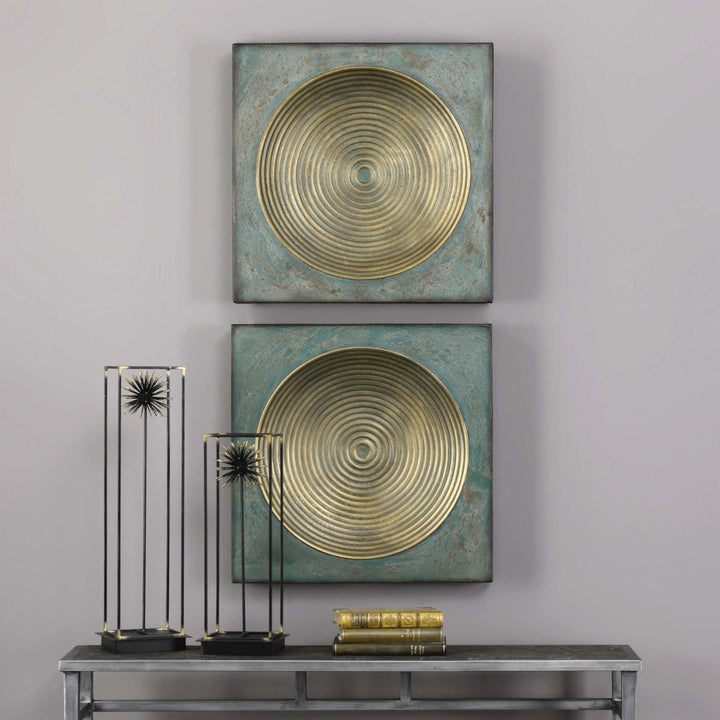 Sybil - Squares (Set of 2) - Antique Gold