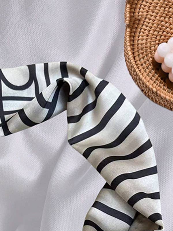 Printed Split-Joint Striped Shawl&Scarf: BROWN / One_size