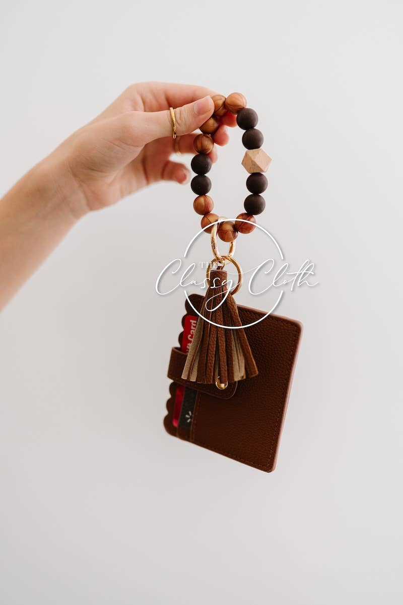 Wristlet Keychain Wallet - Tan RTS