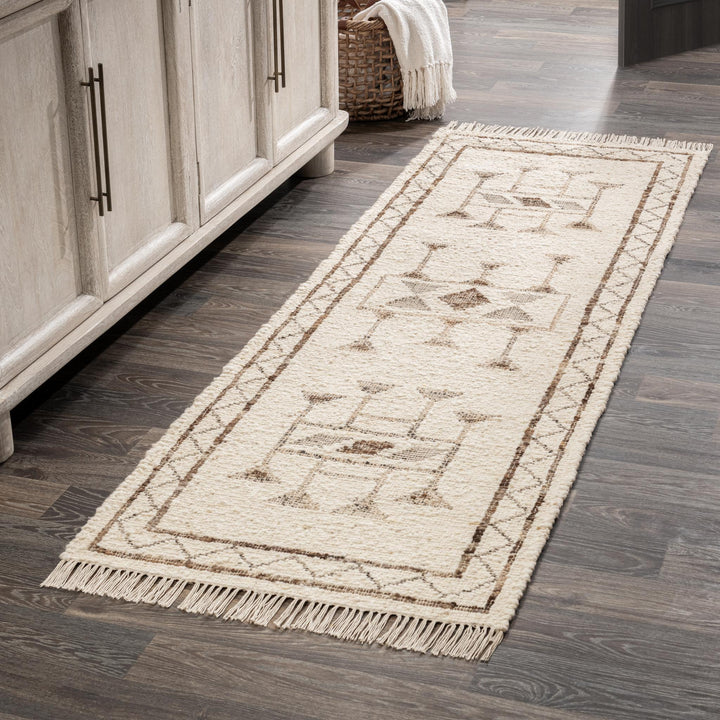 Gazi - 2.6' x 8' Area Rug - Ivory / Brown Multi