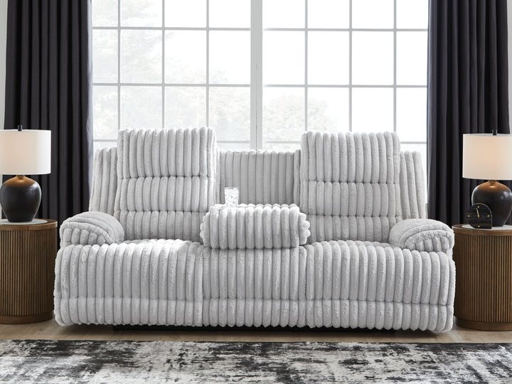 Rhines Falls - Alloy - Reclining Power Sofa With Drop Down Table