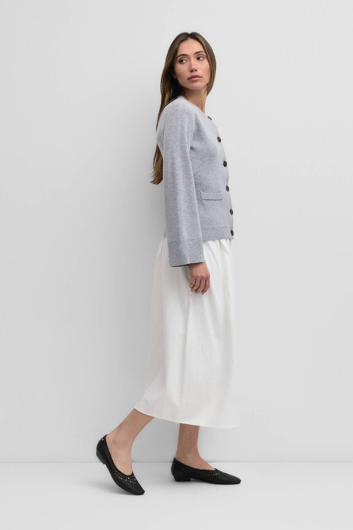 The Tyler Cardigan | Bell Sleeve Buttoned Cardigan: CHESTNUT BROWN / MEDIUM