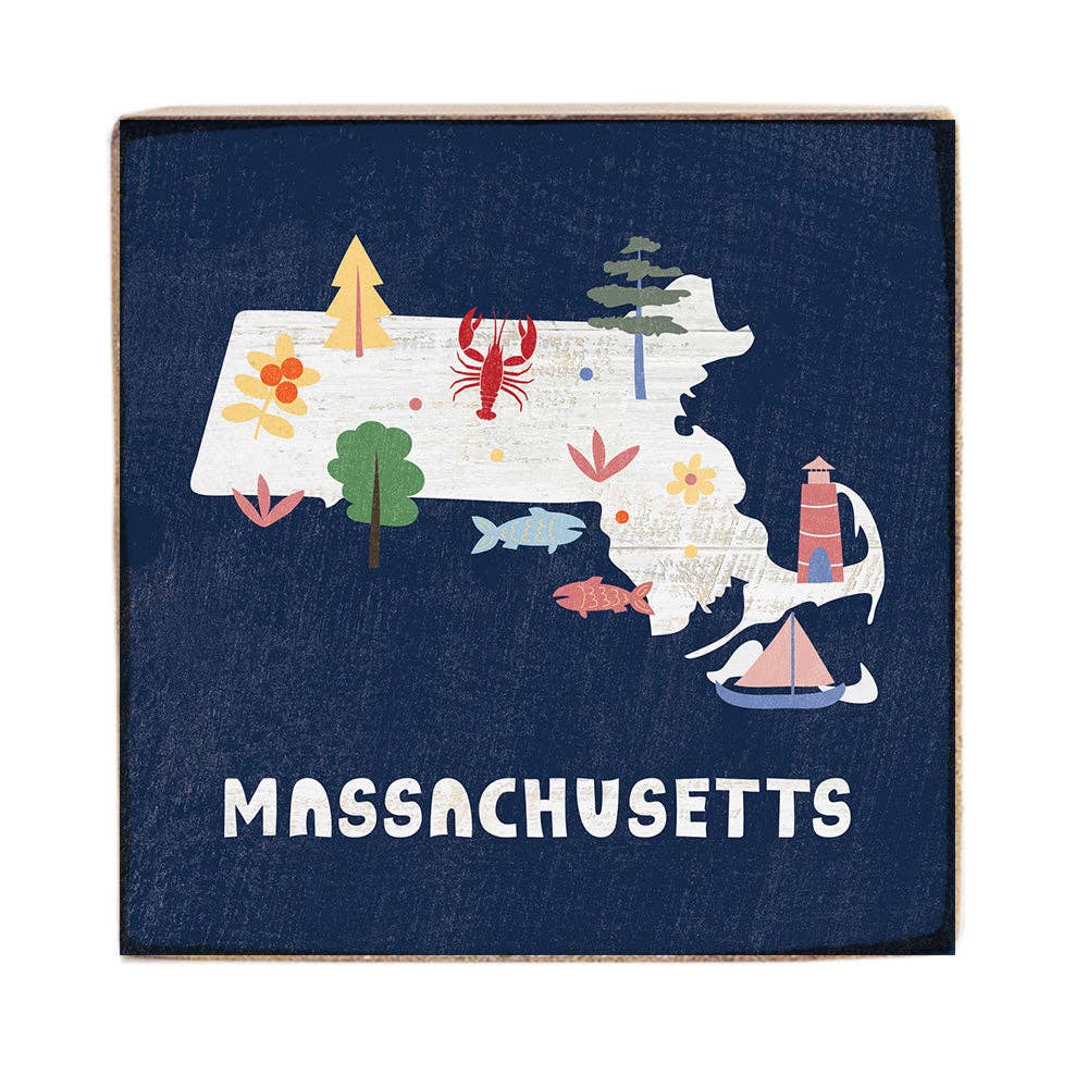 Massachusetts State Icons Block Sign