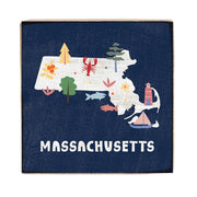 Massachusetts State Icons Block Sign