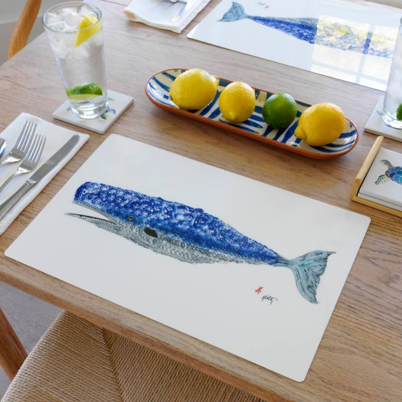FishAye Whale Placemat – Coastal Nautical Table Decor: Set of 12