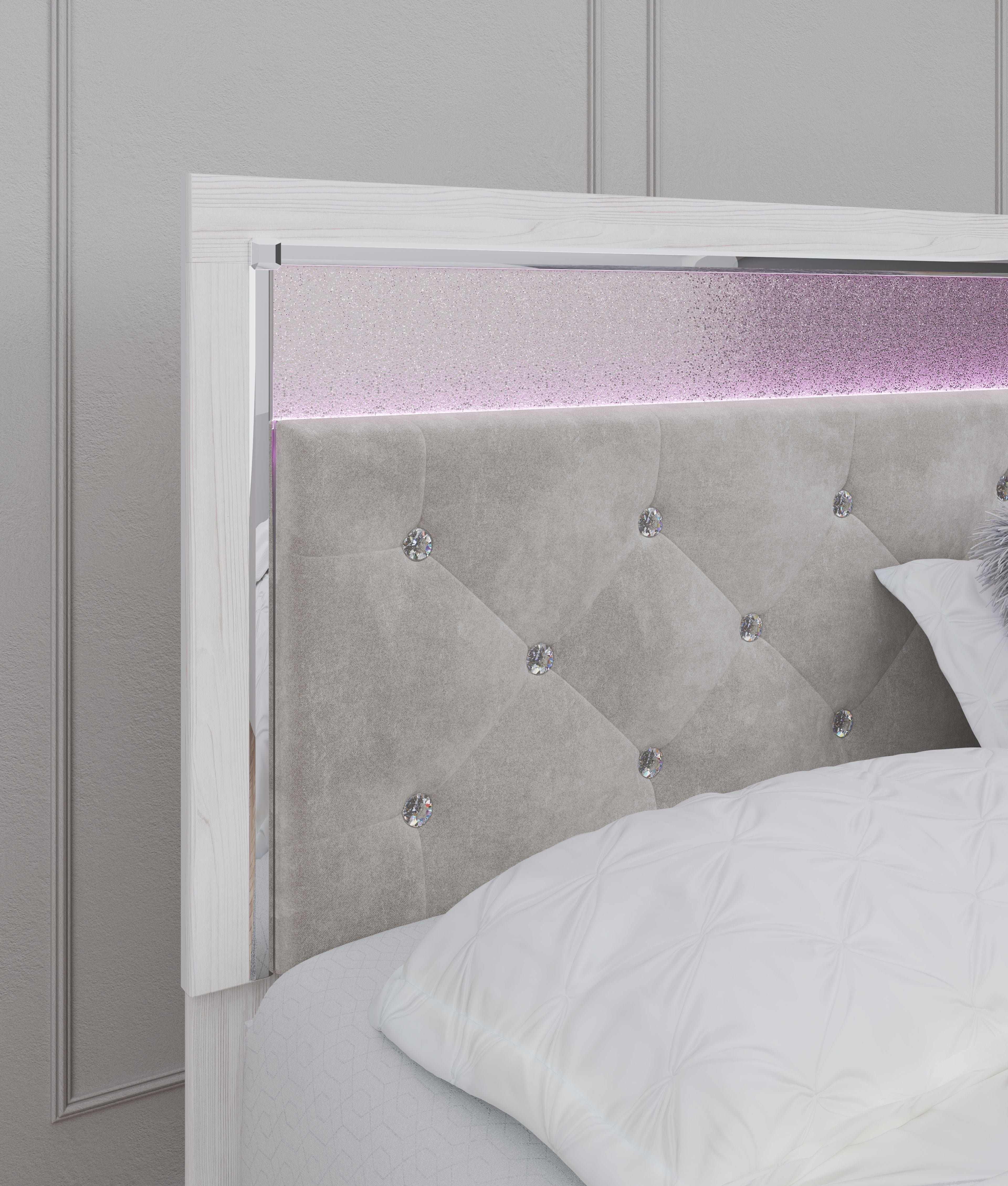Altyra - King Panel Bed With Upholstered Headboard - White