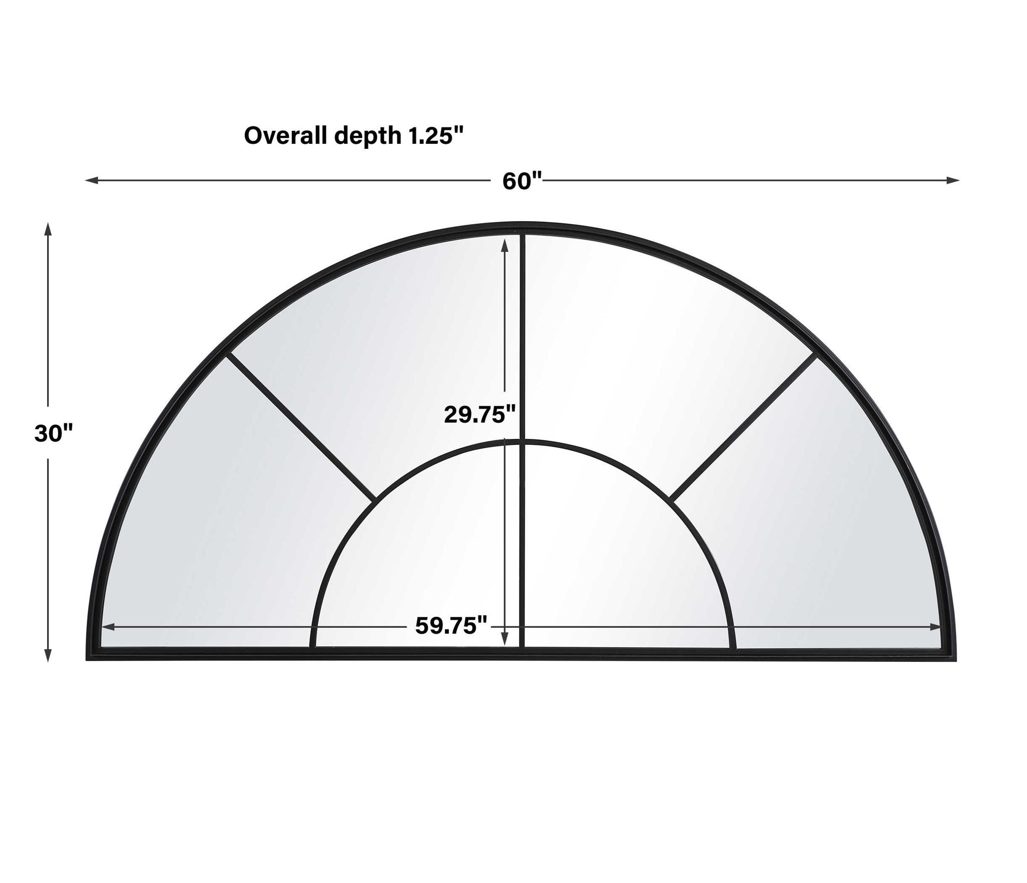 Rousseau - Iron Window Arch Mirror - Black