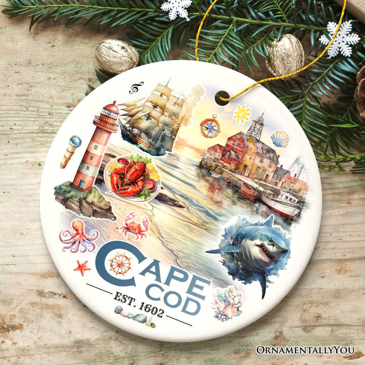 Artistic Cape Cod Exhibit Ornament, Massachusetts Souvenir