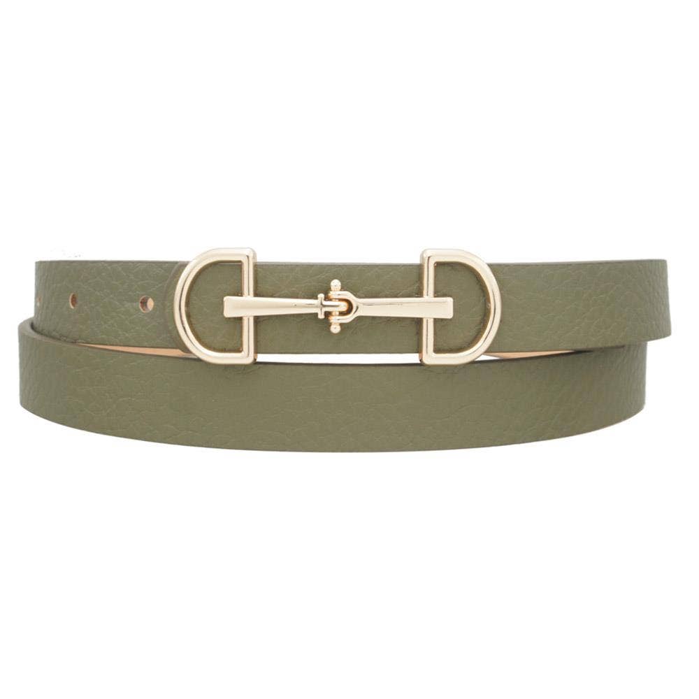 LUX D RING HORSE BIT BUCKLE SKINNY BELT IW20006