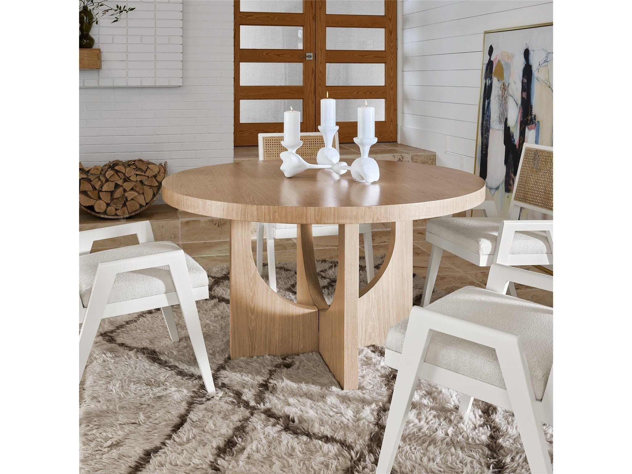 Modern - Callon Round Dining Table - Light Brown