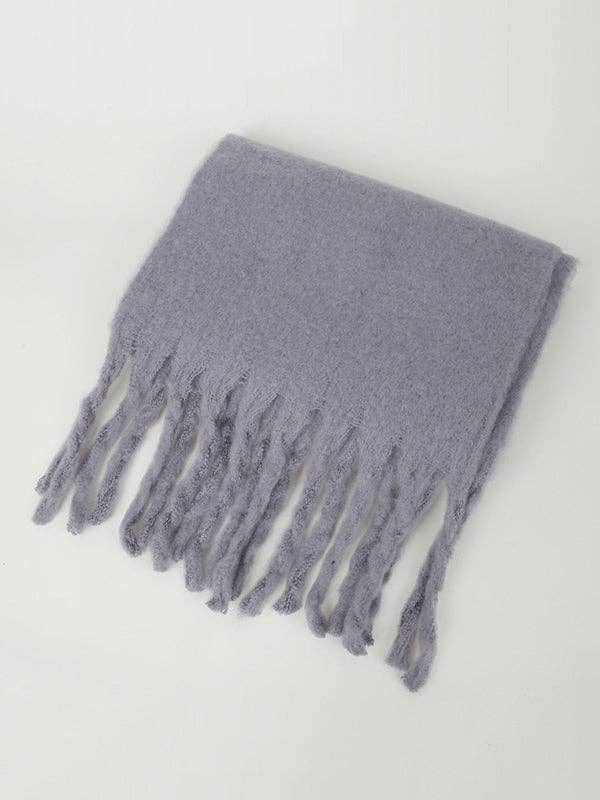 Thick Keep Warm Solid Color Tasseled Scarf: CAMEL / One_size
