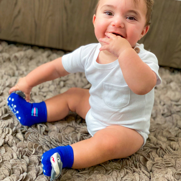 Blue Shark Boogie Toes Rattle Socks: 1 -2 Y