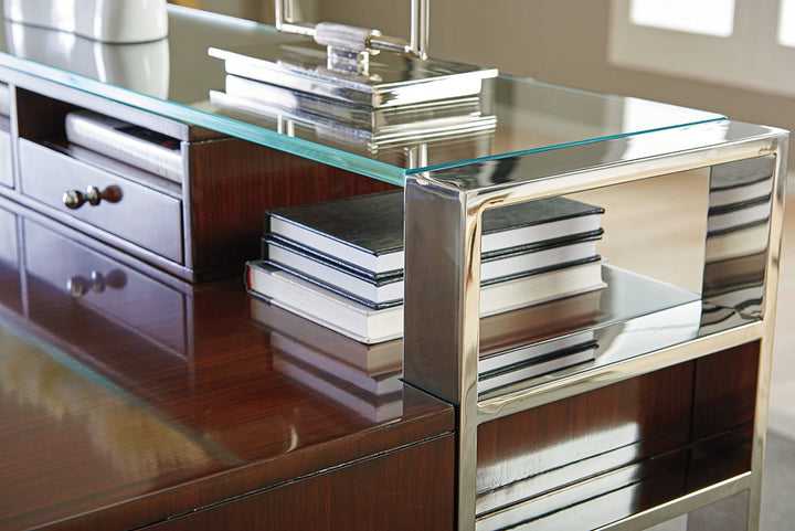 Studio Designs - Andrea Writing Desk - Dark Brown / Pearl Silver