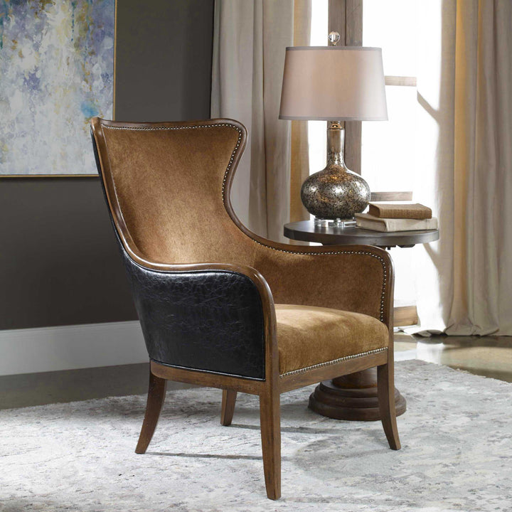 Snowden - Tan Wing Chair - Light Brown