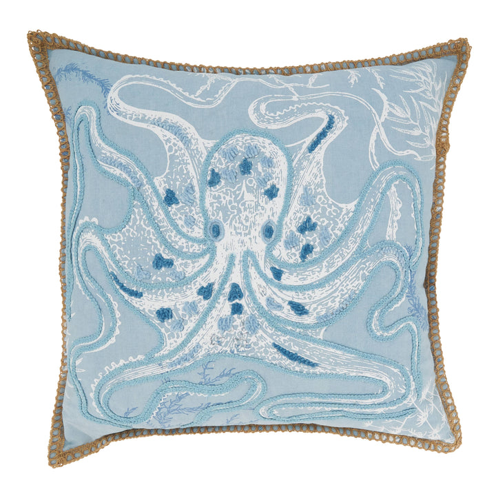 Oceanic Octo-Hug Throw Pillow: Blue / Down Filled / 20"