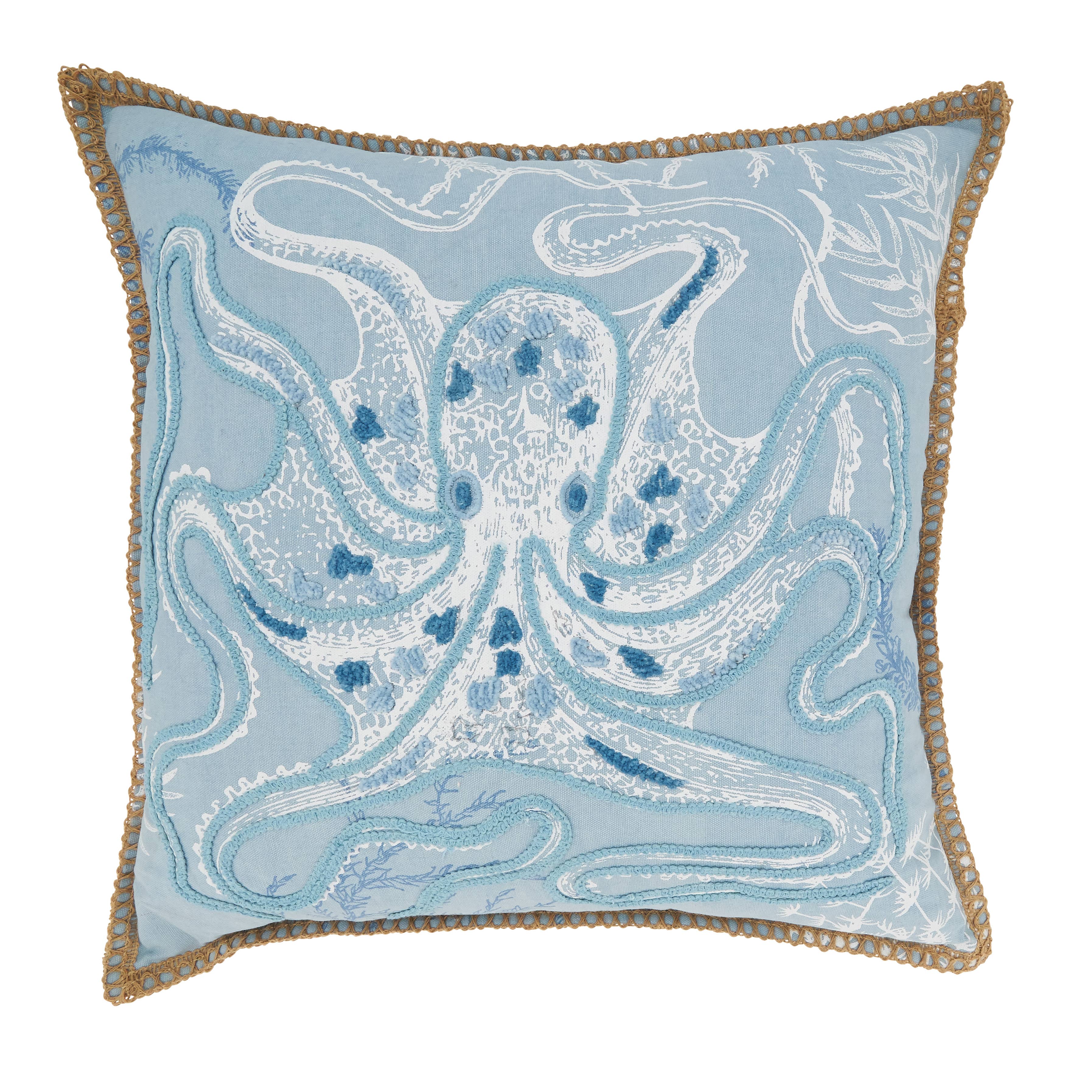 Oceanic Octo-Hug Throw Pillow: Blue / Cover Only / 20"