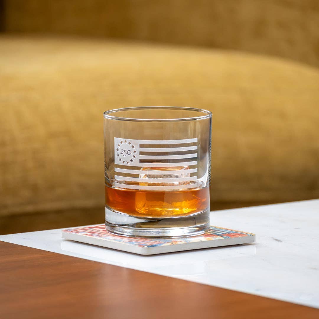 America250™ Betsy Ross Flag 10oz On the Rocks Whiskey Glass | Set of 12