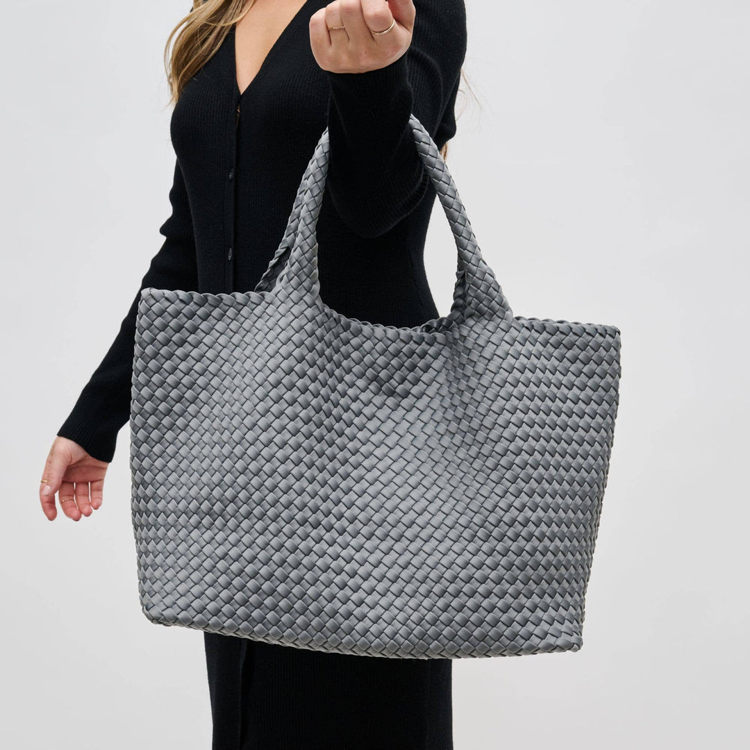 Sky's The Limit - Large Woven Neoprene Tote: Navy Nude