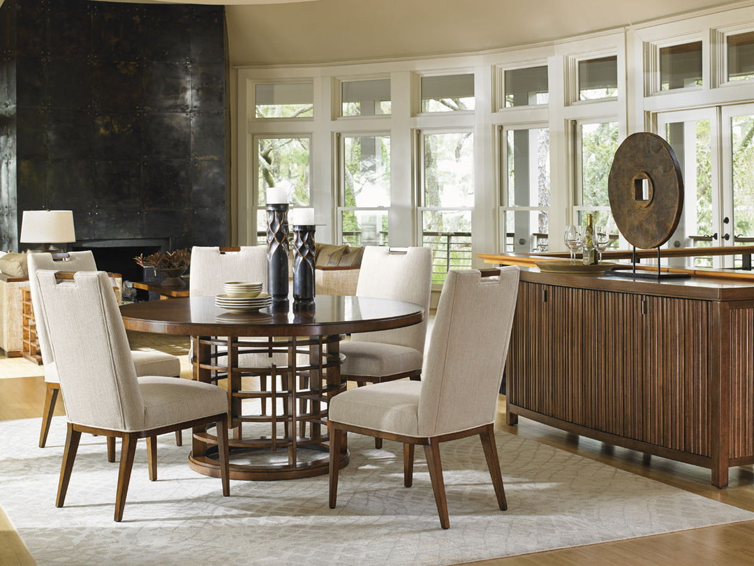 Island Fusion - Meridien Round Dining Table With Wooden Top - Dark Brown