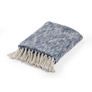 Boho Chambray Throw Blanket with Fringe: Navy Blue