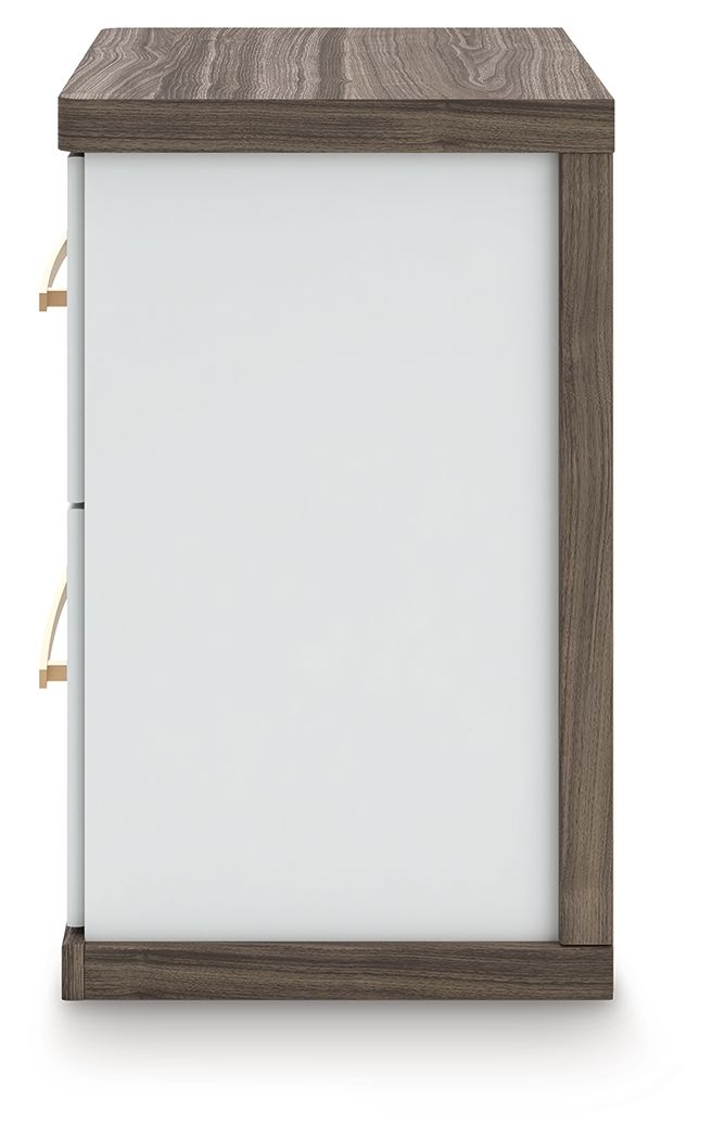 Kendanport - Brown / White - Two Drawer Night Stand