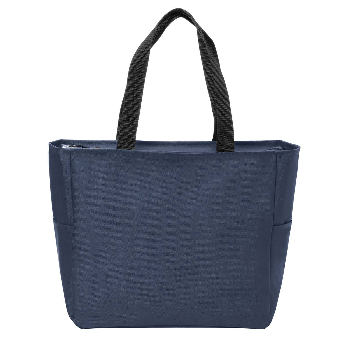CUSTOM Small Business Tote Bag with Zipper and Side Pockets: Black