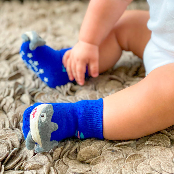 Blue Shark Boogie Toes Rattle Socks: 1 -2 Y