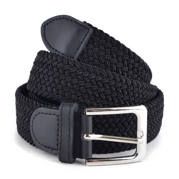 Men's Stretch Braided Woven Belts: HGRN / L