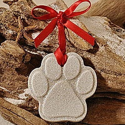 Paw Cat/Dog Sand Ornament: Ribbon and Glitter