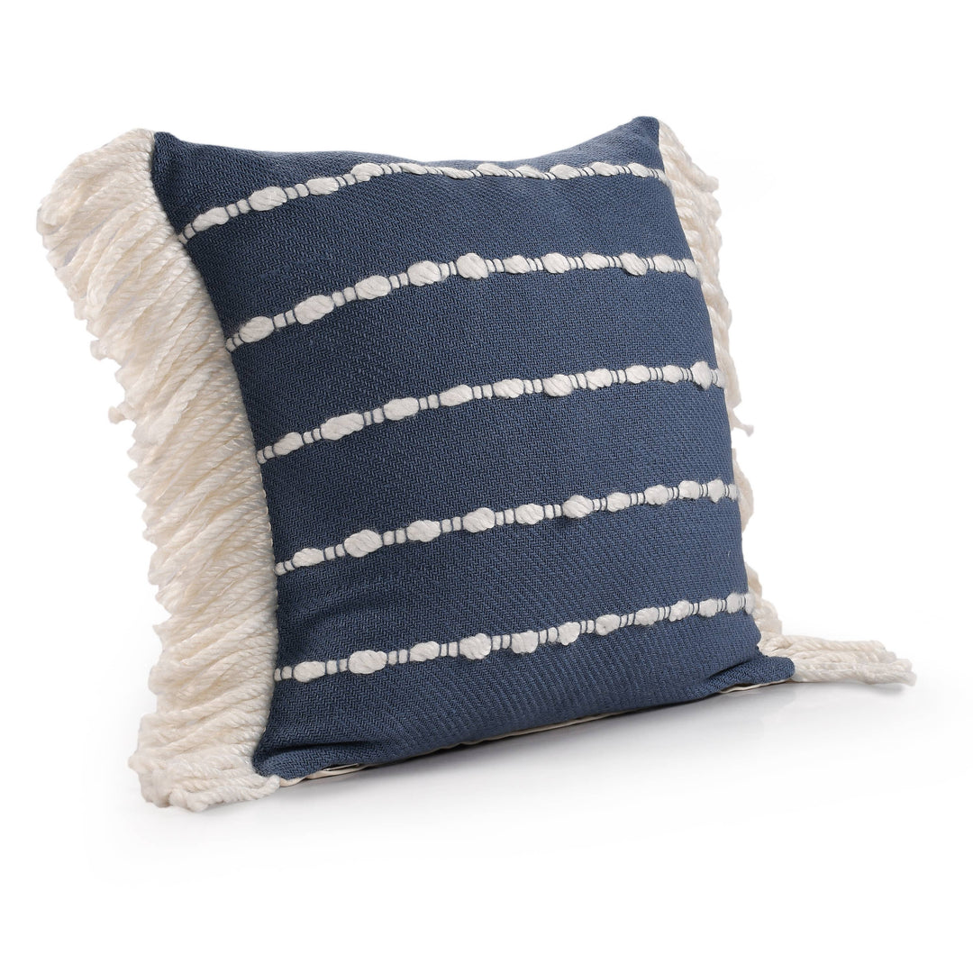 Dana Striped Cotton Blend Throw Pillow, 20" x 20" Navy/Ivory