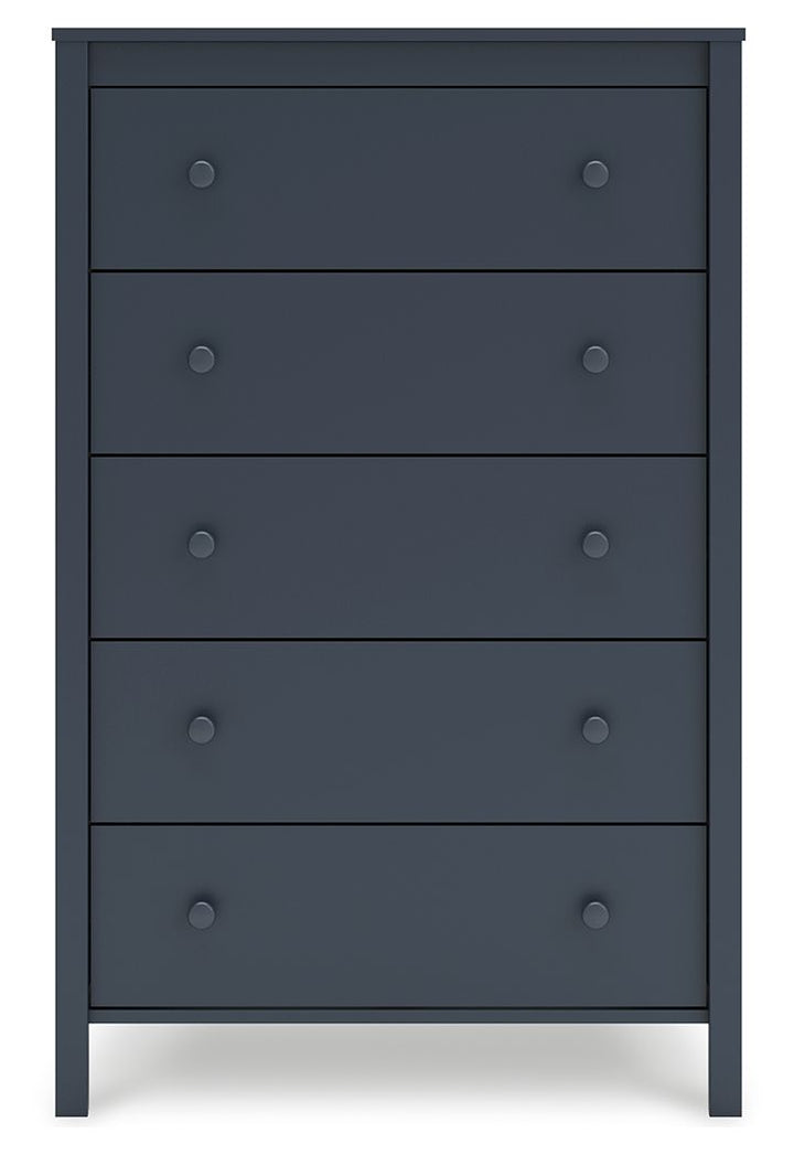 Simmenfort - Navy Blue - Five Drawer Chest
