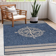 Samantha Navigate Navy Blue/White Indoor/Outdoor Area Rug: 7'6" x 9'5"