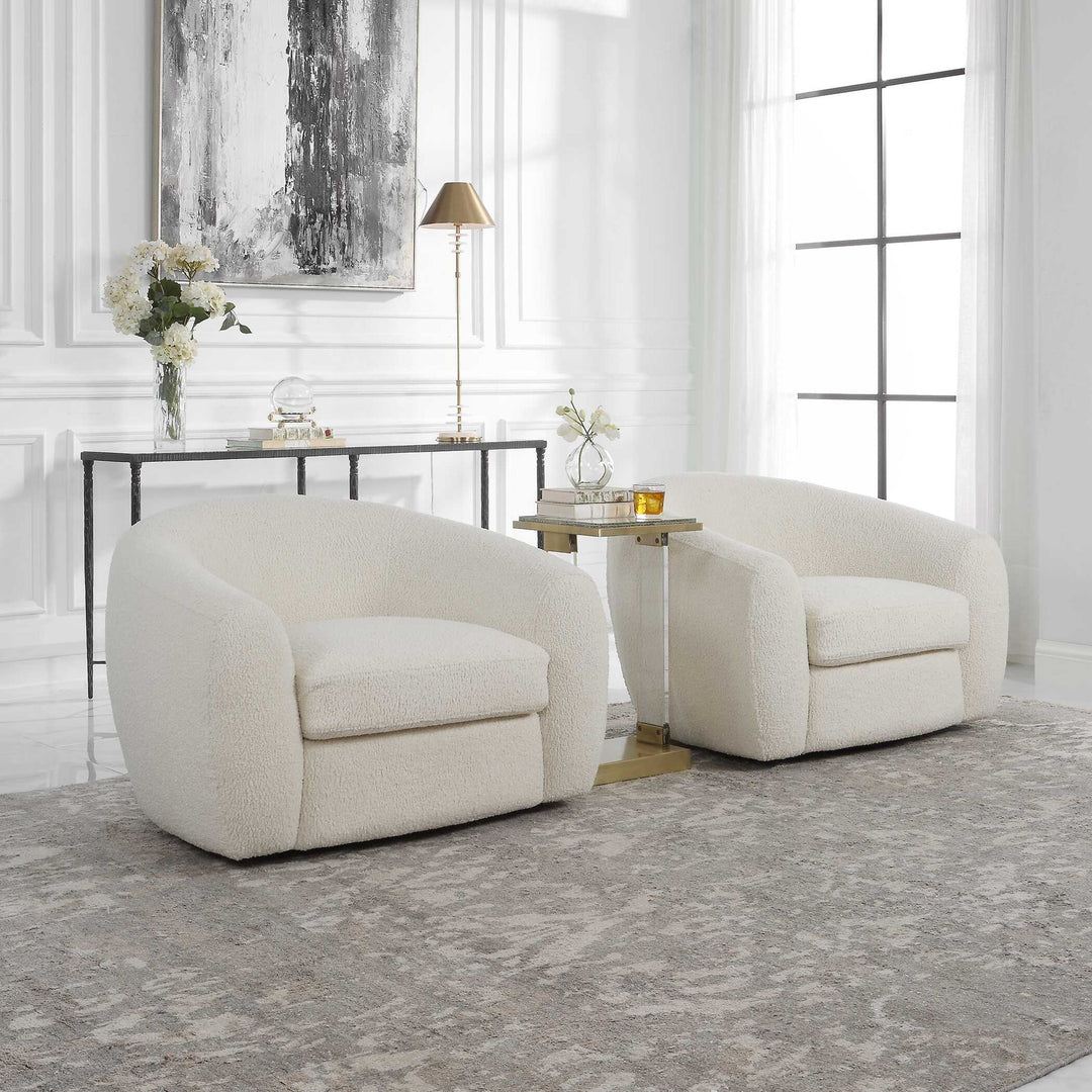 Capra - Art Deco White Swivel Chair