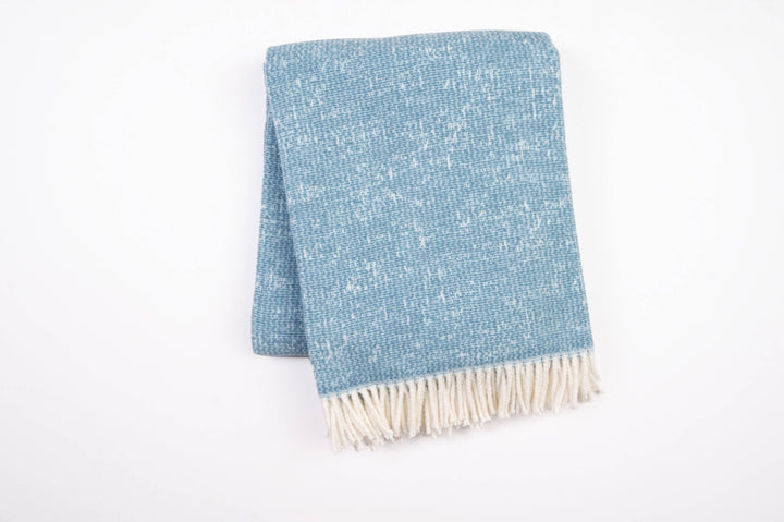 324 - Celestial Plush Throw with Ivory Fringe - 55" x 70": Light Blue