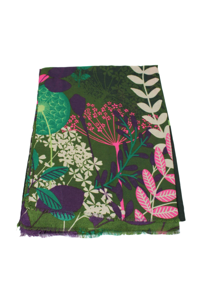 Scarves: Tropical Forest Scarf Wrap: Green & Purple