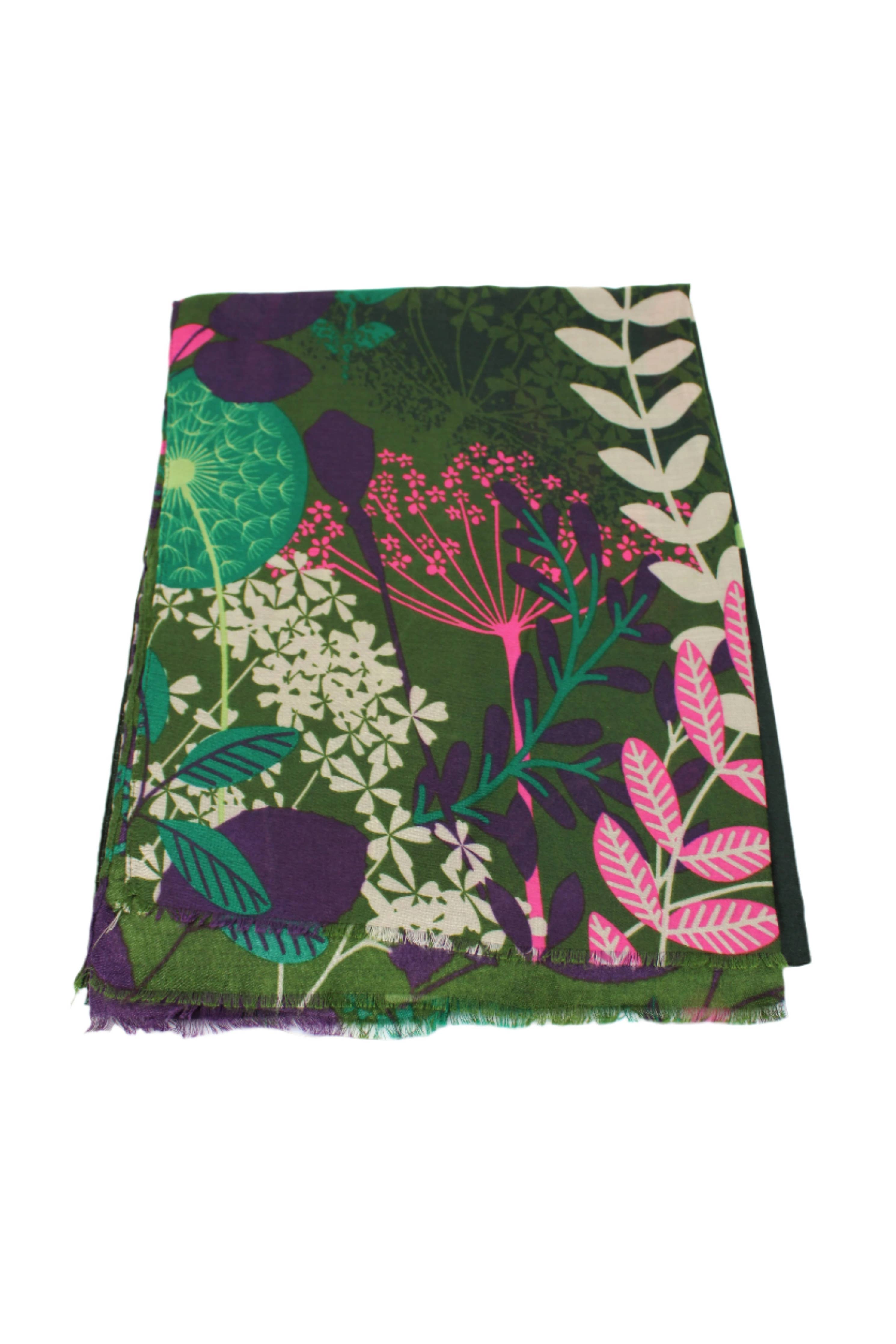 Scarves: Tropical Forest Scarf Wrap: Grey & Teal