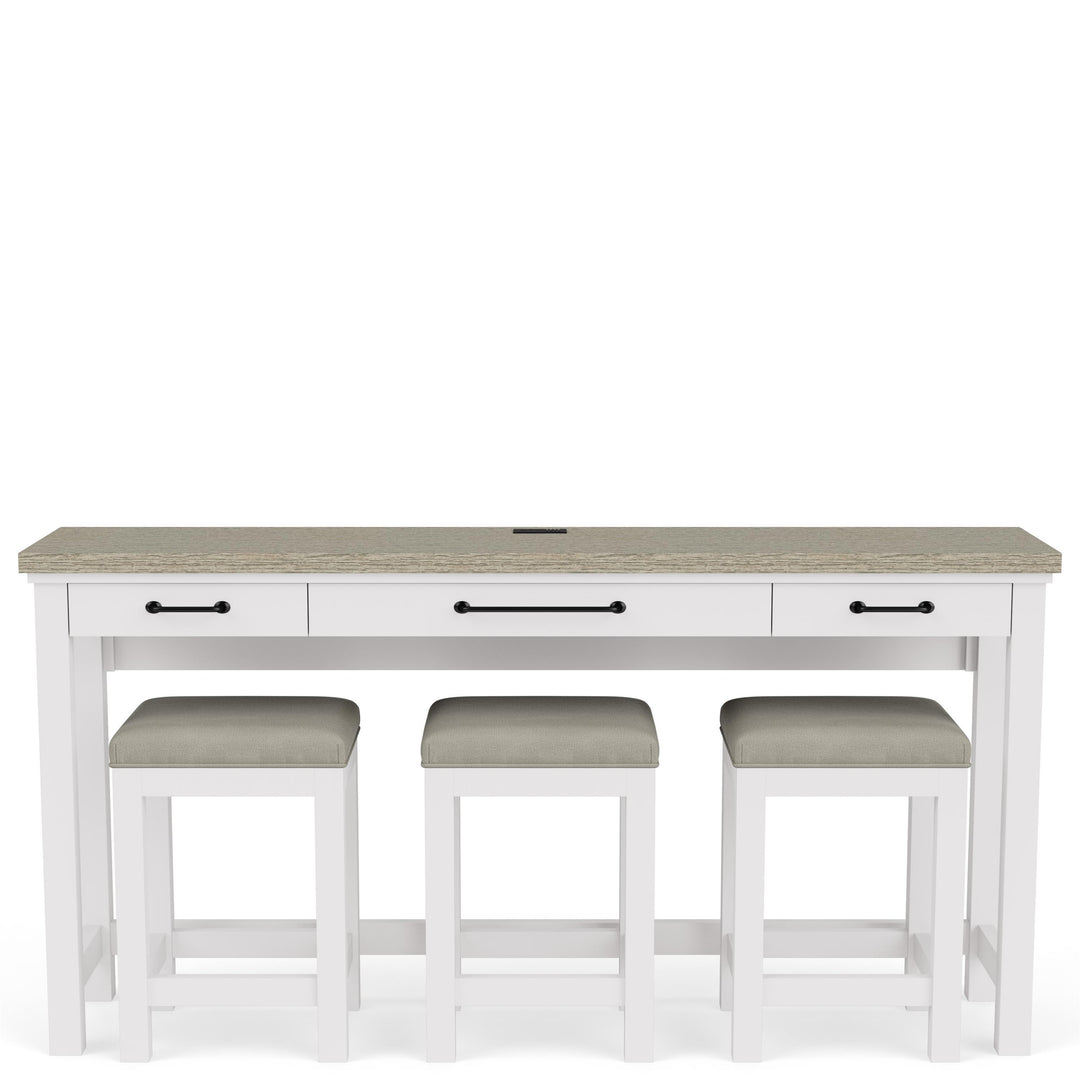 Cora - Workstation (Sofa Table With 3 Stools) - Cloud / Fog