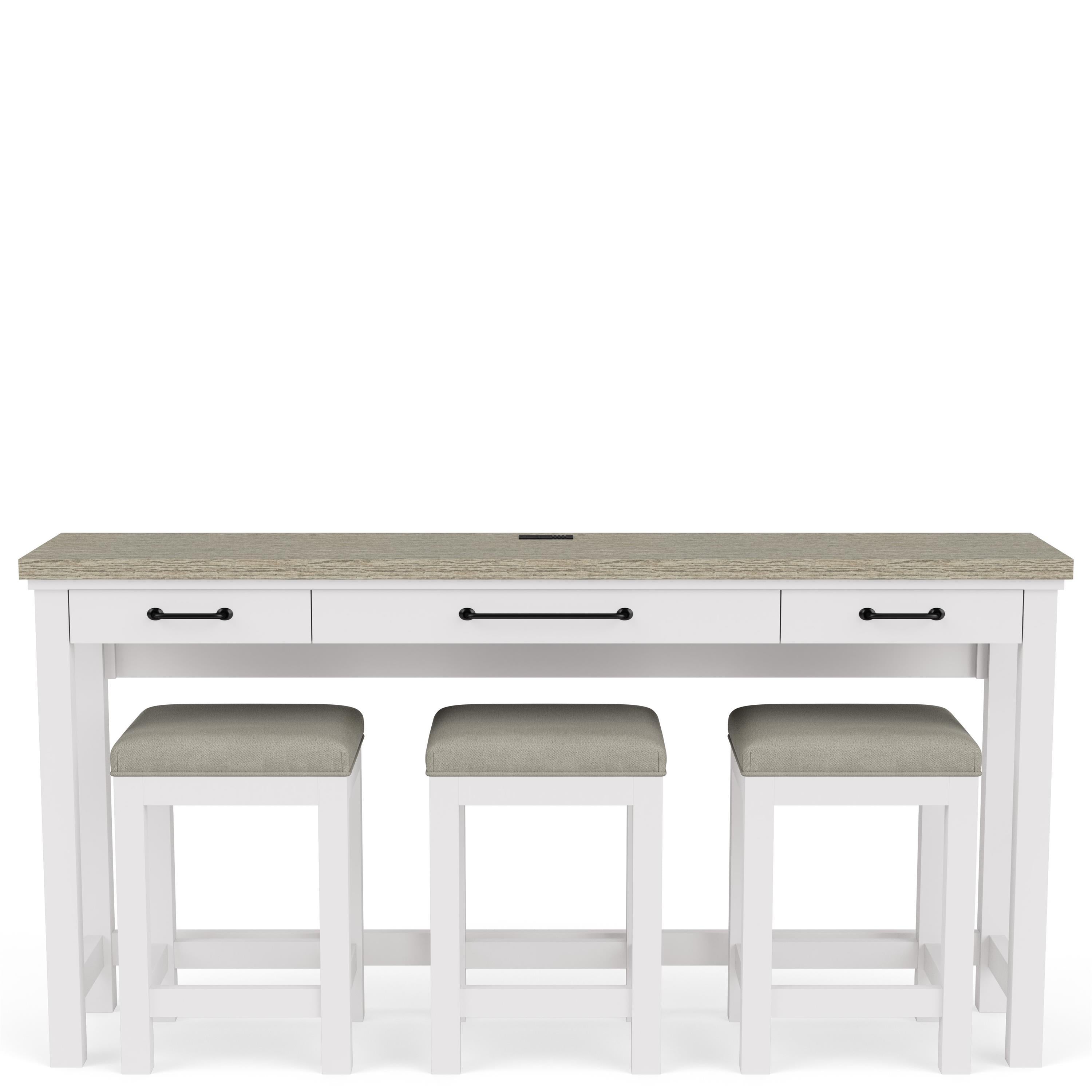 Cora - Workstation (Sofa Table With 3 Stools) - Cloud / Fog